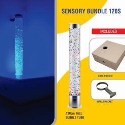 Sensory Bundle 120S - 1.2m Bubble Tube Column Water Feature with Sofa Podium and Wall Bracket
