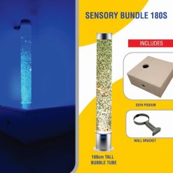 Sensory Bundle 180S - 1.8m Bubble Tube Column Water Feature with Sofa Podium and Wall Bracket