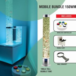 Mobile Sensory Bundle 150WM - 1.5m Bubble Tube with a Mobile Unit, Wireless Controller and Bracket
