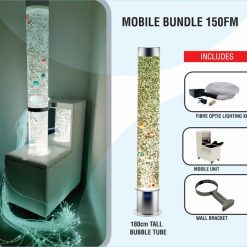 Sensory Bundle 150FM -Bubble Tube 150cm tall with Fibre Optic, Mobile Unit and Bracket